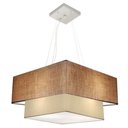 Ver imagem 1 de Lustre Pendente Duplo Quadrado Vivare Md-4066 Cúpula em Tecido 50x35cm - Bivolt - Palha / Bege - Biv