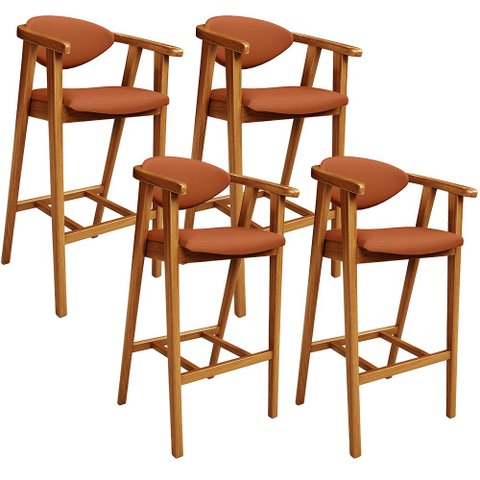 Kit 04 Banquetas Alta Cozinha Bancada Bar Sala de Jantar Fixa Cecília L02 Tecido Terracota - Lyam De