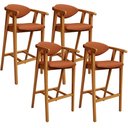 Ver imagem 1 de Kit 04 Banquetas Alta Cozinha Bancada Bar Sala de Jantar Fixa Cecília L02 Tecido Terracota - Lyam De