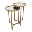Ver imagem 7 de Conjunto de Mesa Lateral Aço com Espelho Redonda Steel Glass Dourado - Lh Móveis