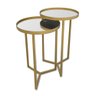 Conjunto de Mesa Lateral Aço com Espelho Redonda Steel Glass Dourado - Lh Móveis - 7