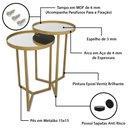 Ver imagem 5 de Conjunto de Mesa Lateral Aço com Espelho Redonda Steel Glass Dourado - Lh Móveis