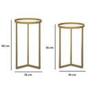 Ver imagem 4 de Conjunto de Mesa Lateral Aço com Espelho Redonda Steel Glass Dourado - Lh Móveis