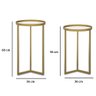 Conjunto de Mesa Lateral Aço com Espelho Redonda Steel Glass Dourado - Lh Móveis - 4
