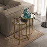 Conjunto de Mesa Lateral Aço com Espelho Redonda Steel Glass Dourado - Lh Móveis - 10