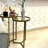 Conjunto de Mesa Lateral Aço com Espelho Redonda Steel Glass Dourado - Lh Móveis - 11