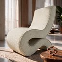 Ver imagem 2 de Kit 2 Poltronas Orgânicas Esculturais Sala de Estar Curva S Sinuê Bouclê Moscow Bege - Desk Design