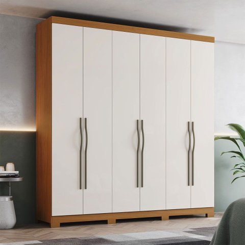 Guarda-roupa Casal Dominic 6 Portas 2 Gavetas Cinamomo/off White - Henn