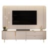 Painel com Bancada 241cm Avatar com Led e Detalhes Dourados para Tv até 75 Off White G18 - Gran Belo - 2
