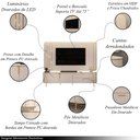 Ver imagem 4 de Painel com Bancada 241cm Avatar com Led e Detalhes Dourados para Tv até 75 Off White G18 - Gran Belo