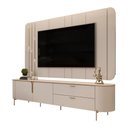 Ver imagem 6 de Painel com Bancada 241cm Avatar com Led e Detalhes Dourados para Tv até 75 Off White G18 - Gran Belo