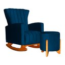 Ver imagem 1 de Poltrona Balanço C/ Puff Melinda Veludo Azul Marinho - Lm Decor
