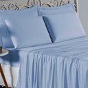 Ver imagem 3 de Jogo de Cama Casal Viúva Nobre 4 Peças Malha 100% Algodão - Azul-bebê