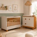 Ver imagem 1 de Conjunto Berço 2 em 1 e Cômoda 4 Gavetas Apolo Quarto Bebê