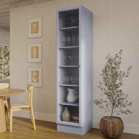 Cristaleira 1 Porta de Vidro Canelado Marselha Cabecasa Madeiraoriginals