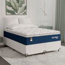 Ver imagem 1 de Cama Box Casal Bipartido + Colchão Comfort Class Pillow Top Azul/suede Branco