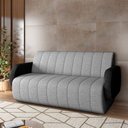 Ver imagem 1 de Sofá Decorativo Living Sala de Estar Bornéu 148cm Pés de Madeira Pu/linho Preto/cinza Escuro G33 - G