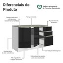 Ver imagem 3 de Balcão de Cozinha 120 Cm 2 Portas 3 Gavetas Branco/preto Lux Madesa Branco/preto