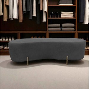 Puff Decorativo Orgânico Alana Suede Cinza