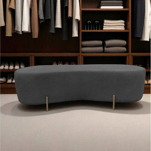 Puff Decorativo Orgânico Alana Suede Cinza