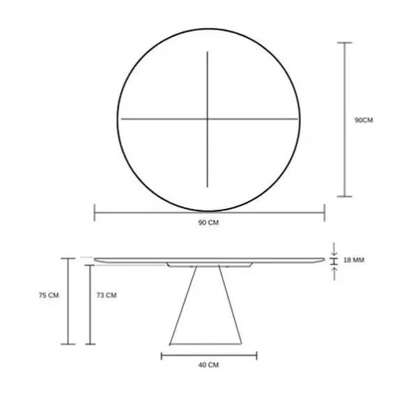 Mesa de Jantar Cone 90cm Base Madeira Freijó Tampo Freijó - 3
