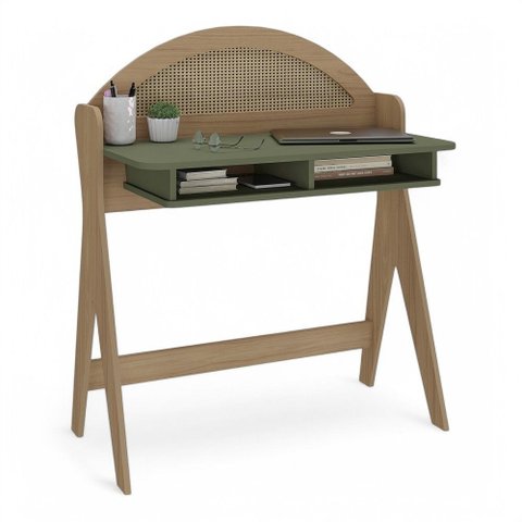 Mesa Escrivaninha Penteadeira Cecília Orgânica 90cm 100%mdf com Nicho Integrado - Desk Design