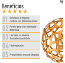 Ver imagem 7 de Lustre Pendente Jaci - Extra Grande 50x50cm - 100% Madeira