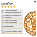 Ver imagem 7 de Lustre Pendente Jaci - Extra Grande 50x50cm - 100% Madeira