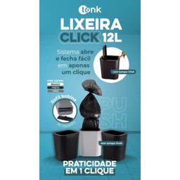 Lixeirinha 12l Click Label e Dispenser Integrado para Rolo de Sacos Lixo - 9