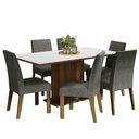 Ver imagem 6 de Conjunto Sala de Jantar Mesa Tampo de Madeira 6 Cadeiras Rustic-branco-silver Renata Madesa Rustic-