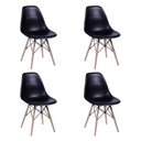 Ver imagem 4 de Conjunto De Mesa De Jantar Redonda 110Cm Tampo De Madeira Preto Com 4 Cadeiras Pretas