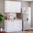 Ver imagem 1 de Cozinha Compacta 120cm Americana com Tampo 2 Peças 5 Portas 3 Gavetas Henn - Branco Hp Fosco