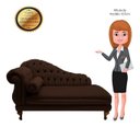 Ver imagem 5 de Recamier Divã Larissa 150cm Direito Suede:marrom/liso