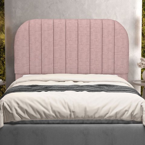 Cabeceira Cama Box Queen Estofada Orgânica 160cm Alice W01 Linho Rosa - Lyam Decor