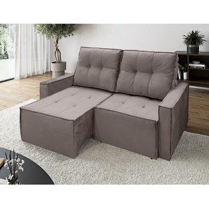 Sofá Retrátil e Reclinável 2 Lugares Montreal 1,60m - Élpis Móveis - Veludo Bege