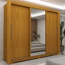 Ver imagem 1 de Guarda-Roupa Casal 3 Portas com 4 Gavetas com 1 Porta Espelho com Pés 100% MDF Roma