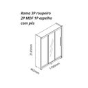 Ver imagem 3 de Guarda-Roupa Casal 3 Portas com 4 Gavetas com 1 Porta Espelho com Pés 100% MDF Roma