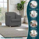 Ver imagem 5 de Kit 2 Poltronas Decorativa para Sala Recepção Manicure Barbearia Mila Tecido Suede Cinza