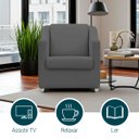 Ver imagem 6 de Kit 2 Poltronas Decorativa para Sala Recepção Manicure Barbearia Mila Tecido Suede Cinza