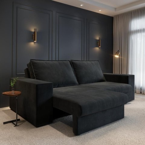 Sofá Capri 2 Lugares Retrátil e Reclinável 160cm Preto Suede
