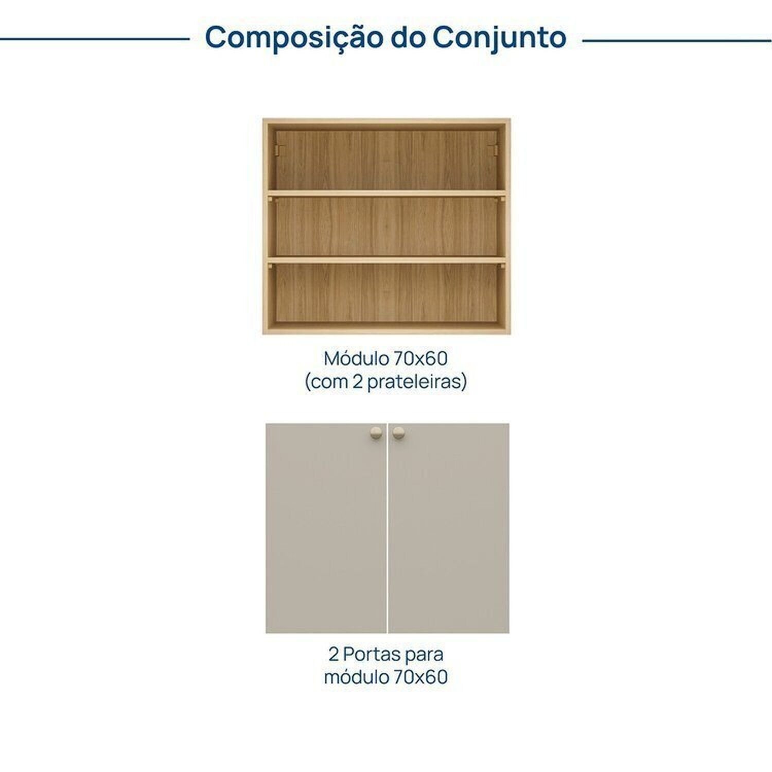 Armário Baixo Módulo 70x60 2 Portas Frame CabeCasa MadeiraMadeira - 3