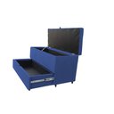 Ver imagem 1 de Recamier Puff Baú Sapateira e Gaveta 90 Cm para Cama de Solteiro - Azul Royal