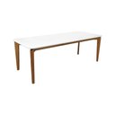 Ver imagem 1 de Mesa de Jantar Flutuante 250x90cm Madeira Maciça - Amêndoa - Tampo 250x90cm Branco/vidro Off-white
