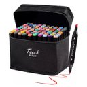 Ver imagem 1 de Caneta Permanente 80 Cores Marcador Ponta Dupla Estojo Escola Trabalho Cartaz Lazer Estudante Arte P