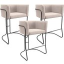 Ver imagem 2 de Kit 03 Banquetas Baixa Base de Aço Preto Betina D02 Suede Bege C-309 - Lyam Decor