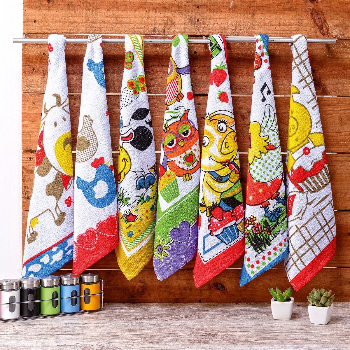 Kit Jogo De Cozinha Estampado 7 Peças Capas Panos de cozinha Várias Cores