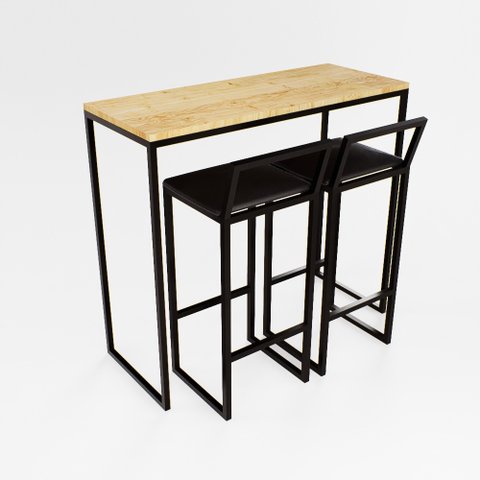 Bancada Cozinha Balcão Gourmet Pinus 2 Banquetas Estofado Pt