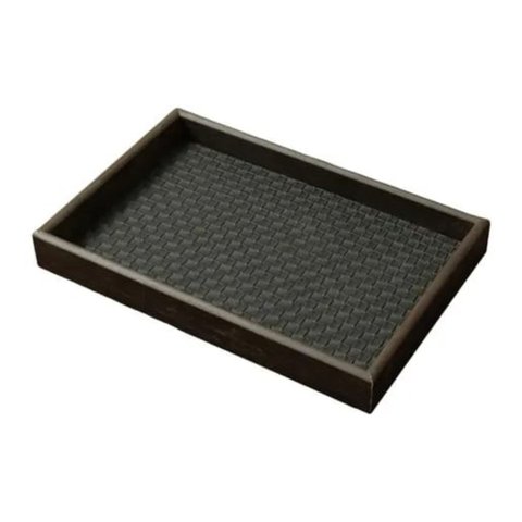 Bandeja de Madeira MDF e Rattan com Fundo de Vidro 30x22cm – Requinte e Estética Boho Chic:Modelo 1
