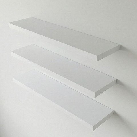 Kit 3 Prateleiras 60x20cm em Mdp com Suporte Invisível Branco