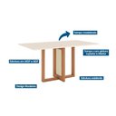 Ver imagem 2 de Conjunto: Mesa Sala Jantar Natalí C/ Tampo Madeirado Reto S/ Vidro 160x90cm e 6 Cadeiras Milla